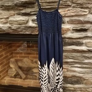 Navy Blue Summer Ankle Length Dress